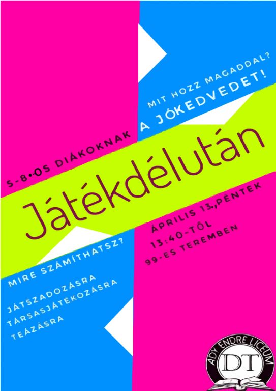 Játékdélután 5-8.-os diákoknak